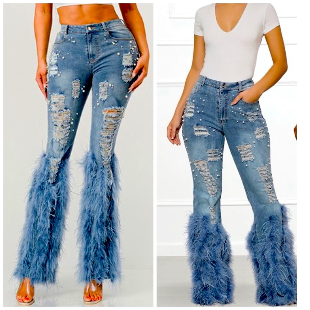 Women’s feather jeans